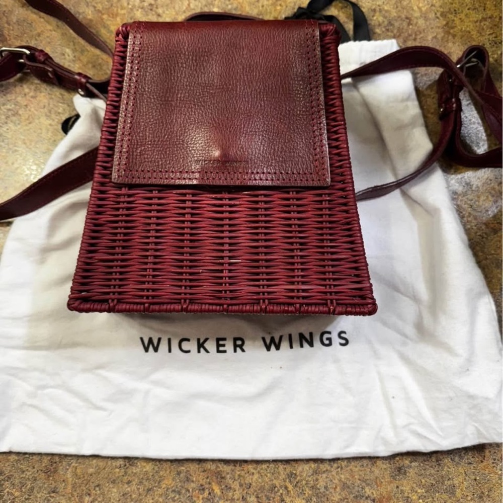 Burgundy Woven & Leather Bag